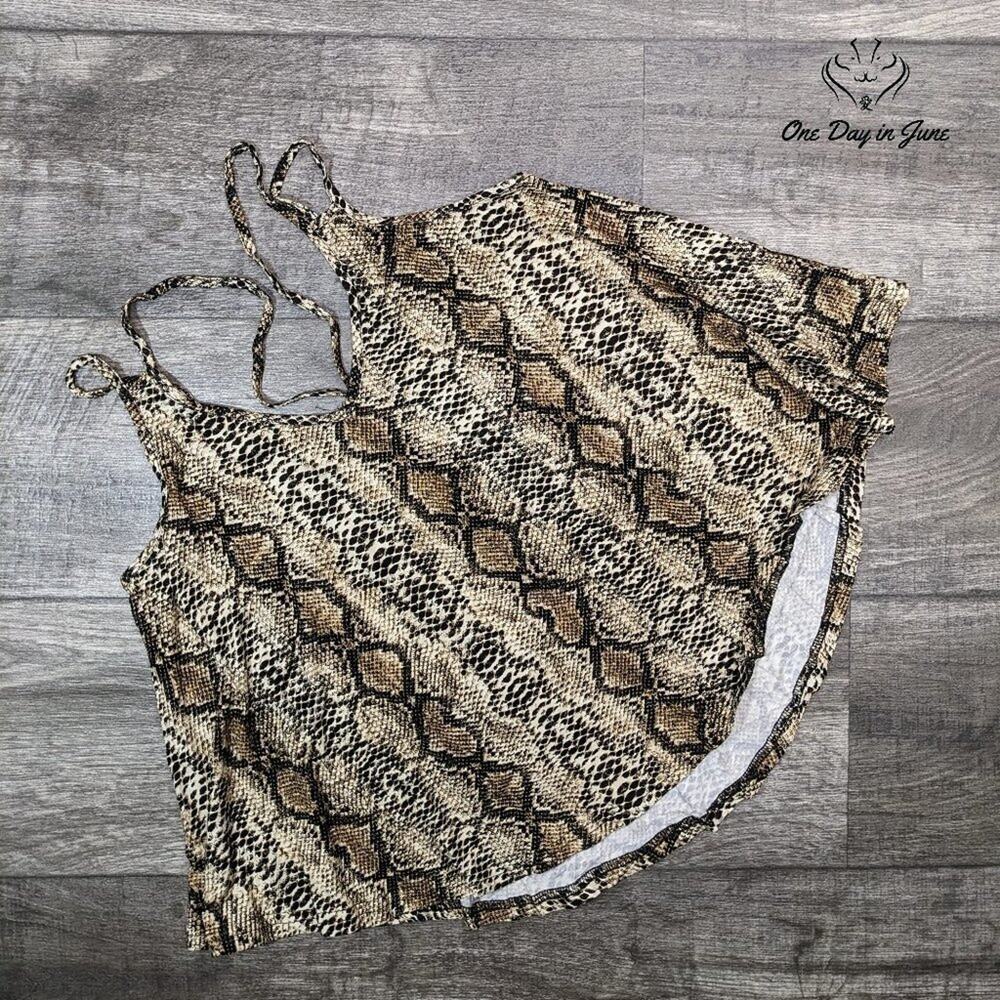 Amzbrly Loose Fit Flowing Snakeskin Print Strappy Tank Top Size XS